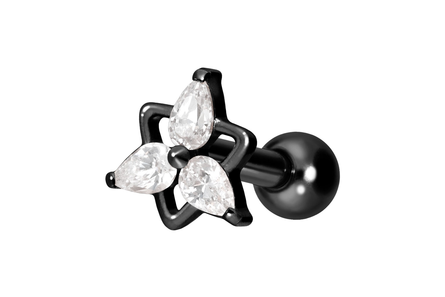 Titan Ohrpiercing mit Innengewinde KRISTALLBLUME